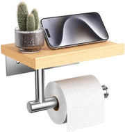 Toilette per ruota da appendere al muro con pannello in legno, accessori da bagno in materiale mat nikkel e acciaio inox (acciaio inox SUS304, nikkel lucidato)