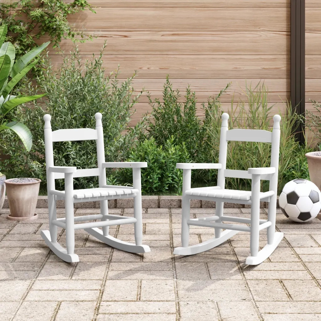 Sedie a Dondolo per Bambini 2 pz Bianche Legno Massello Pioppo CFW7049732