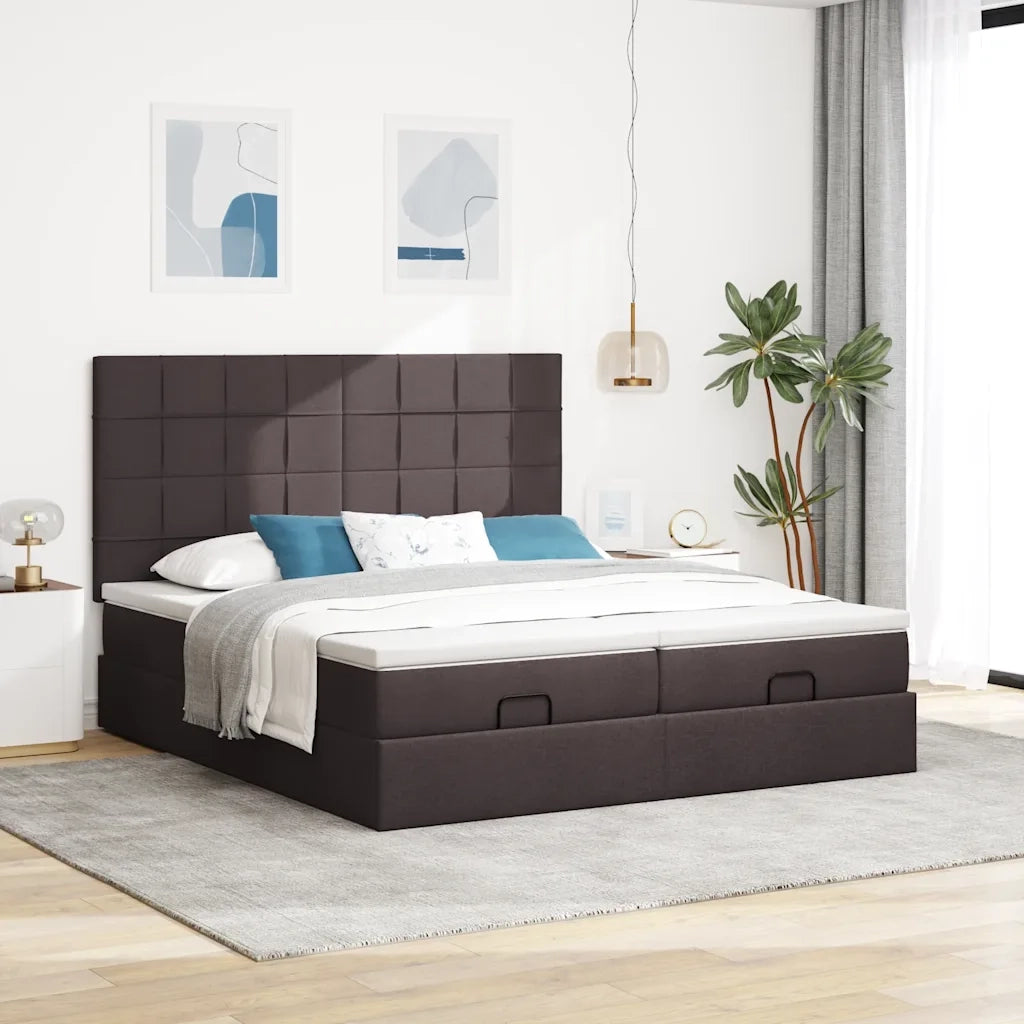 Struttura Letto Pouf con Materassi 200x200 cm in Tessuto 3314551