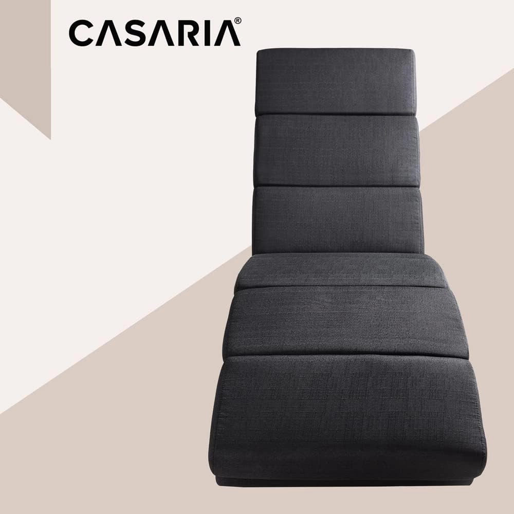 ® Poltrona Chaise Longue Funzione Massaggiante e Termica 186x89x55cm Lettino Relax Sdraio Ergonomico in Tessuto Imbottito Portata 180 kg Soggiorno Ufficio Interno Reclinabile Lettura