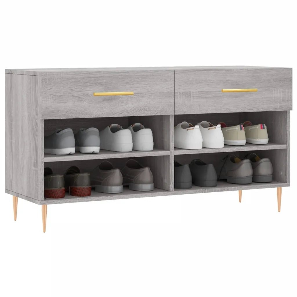 Panca Porta Scarpe | Scarpiera | Mobile per scarpe Grigio Sonoma 102x35x55 cm Legno Multistrato