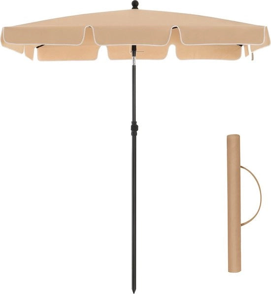 Parasole da giardino rettangolare - 200x125 cm - Protezione UV fino a UPF 50+ - Opportuno - Con rivestimento PA - Giardino - Terrazza - Senza supporto - Beige