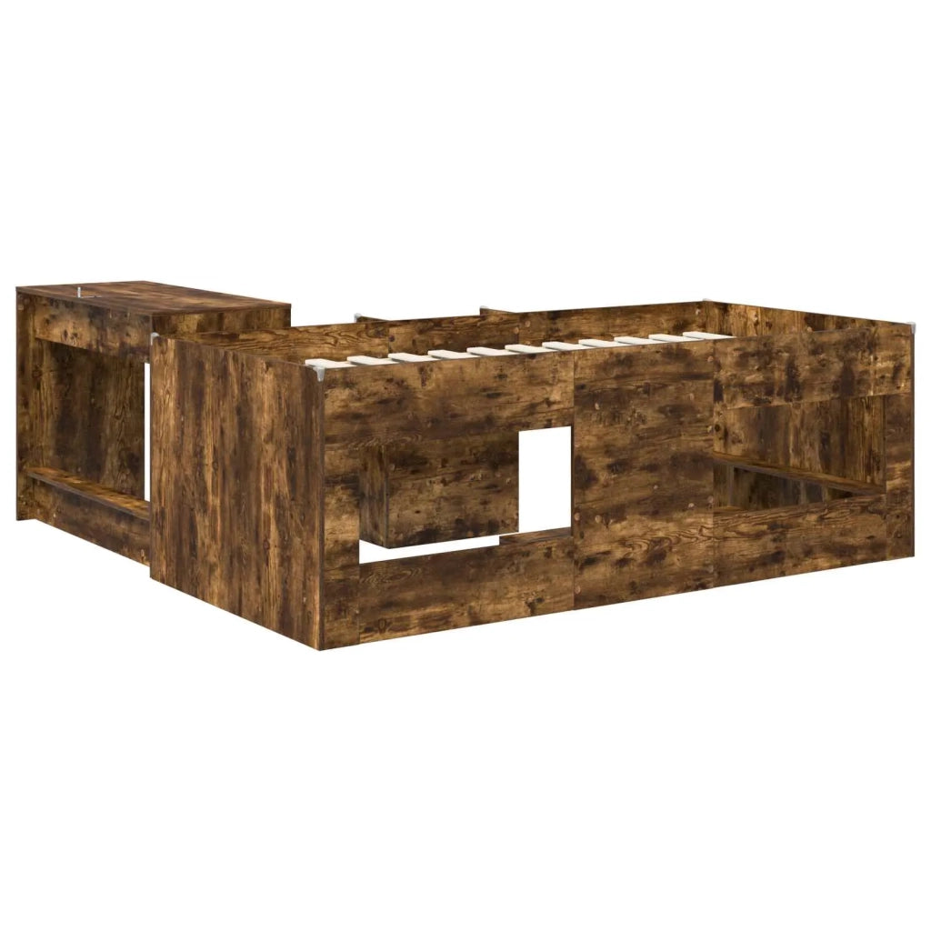 Letto alto per bambini con scrivania 2 pz Rovere Fumo 3423474