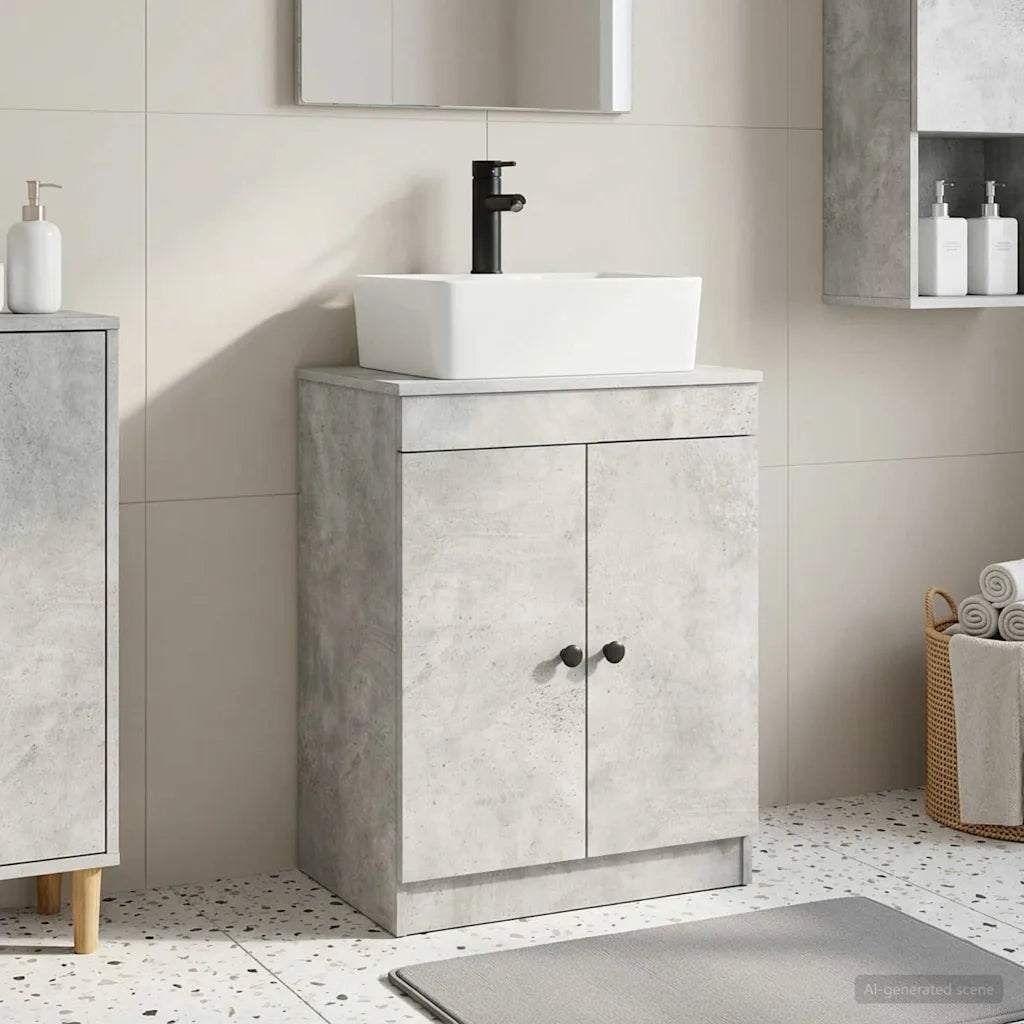 Mobile da bagno con Lavabo | Armadio Lavabo Grigio Cemento 54 x 35 x 83 cm