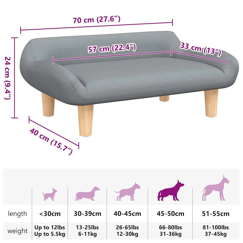 Cuccia per cani comoda cesta da divano colore chiaro 70 x 40 x 24 cm tessuto grigio 02_0043100