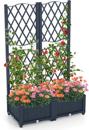 COSTAWAY Fioriera da Esterno per Piante Rampicanti Verdure con Auto Irrigazione e Fori di Drenaggio, Ideale per Giardino, Cortile e Balcone (Grigio,80 x 40 x 122 cm)