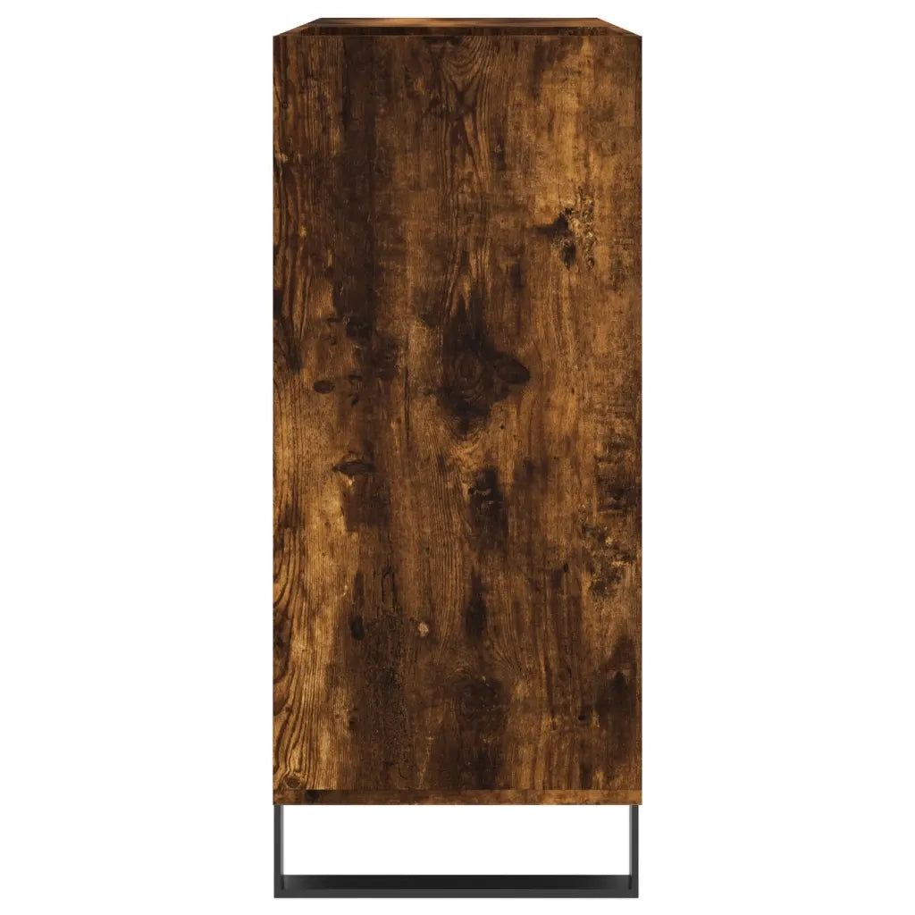 Mobile porta dischi classico con ampio spazio contenitivo 84,5 x 38 x 89 cm stile industriale legno di rovere affumicato 02_0049179