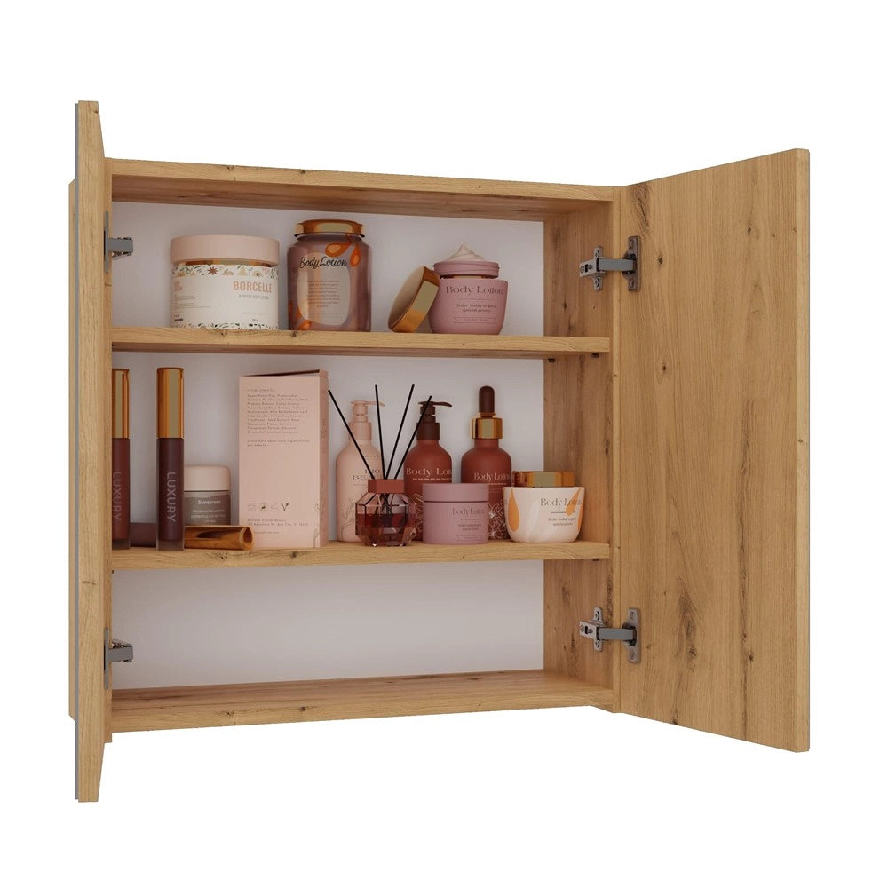 Mobile bagno sospeso con specchio sopra lavabo POLA 2dl 2 ante rovere artisan
