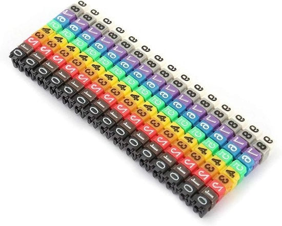 Codifica numerica per cavi 0-9, clip su plastica, identificazione cavi, cavo, corda, adatto per cavi da 2,5 mm2 AWG11 - 100 pezzi