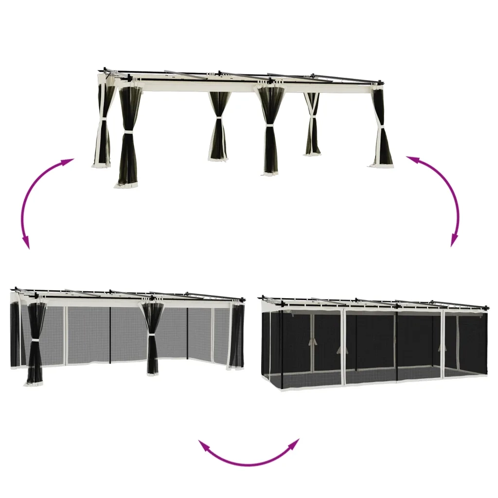 vidaXL Gazebo con Pareti in Rete Crema 6x3 m in Acciaio
