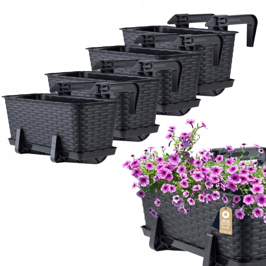 KADAX Supporto per vasi da fiori da balcone, 40 cm, 4 pezzi