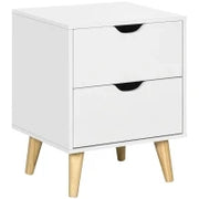 Comodino Stile Scandinavo con 2 Cassetti, 40 x 35 x 50,5 cm, Bianco e Effetto Legno
