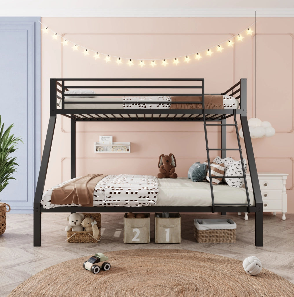 Letto a castello in metallo nero 90/140 x 200 cm