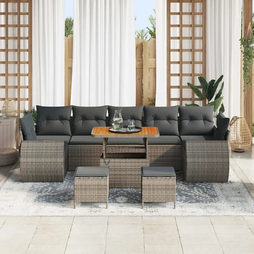 Set Divano da Giardino con cuscino 10 pcs Grigio 3363813