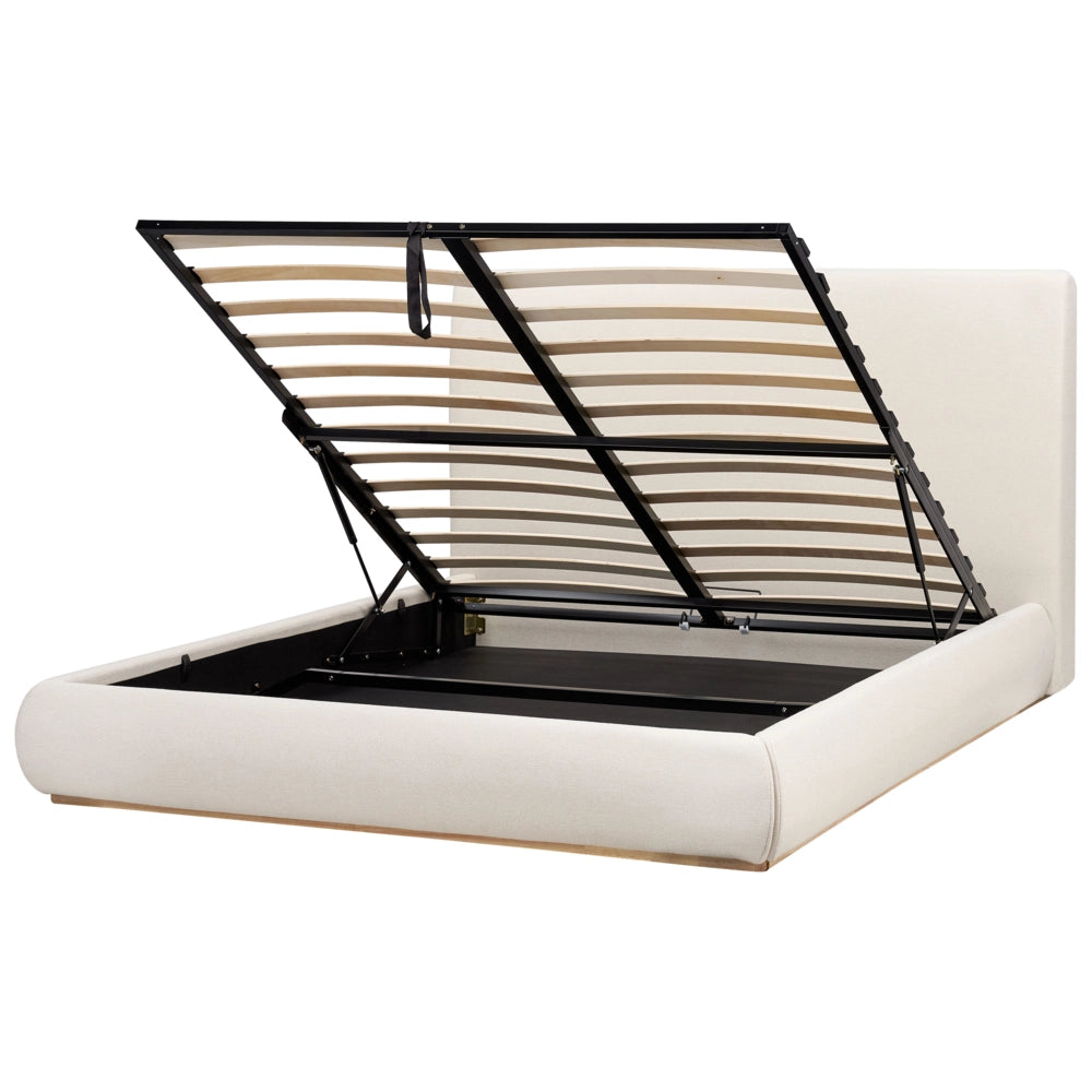 Letto ottomano Beige Chiaro Poliestere 160 x 200 cm contenitore e testiera Camera da letto Mobili Elegante