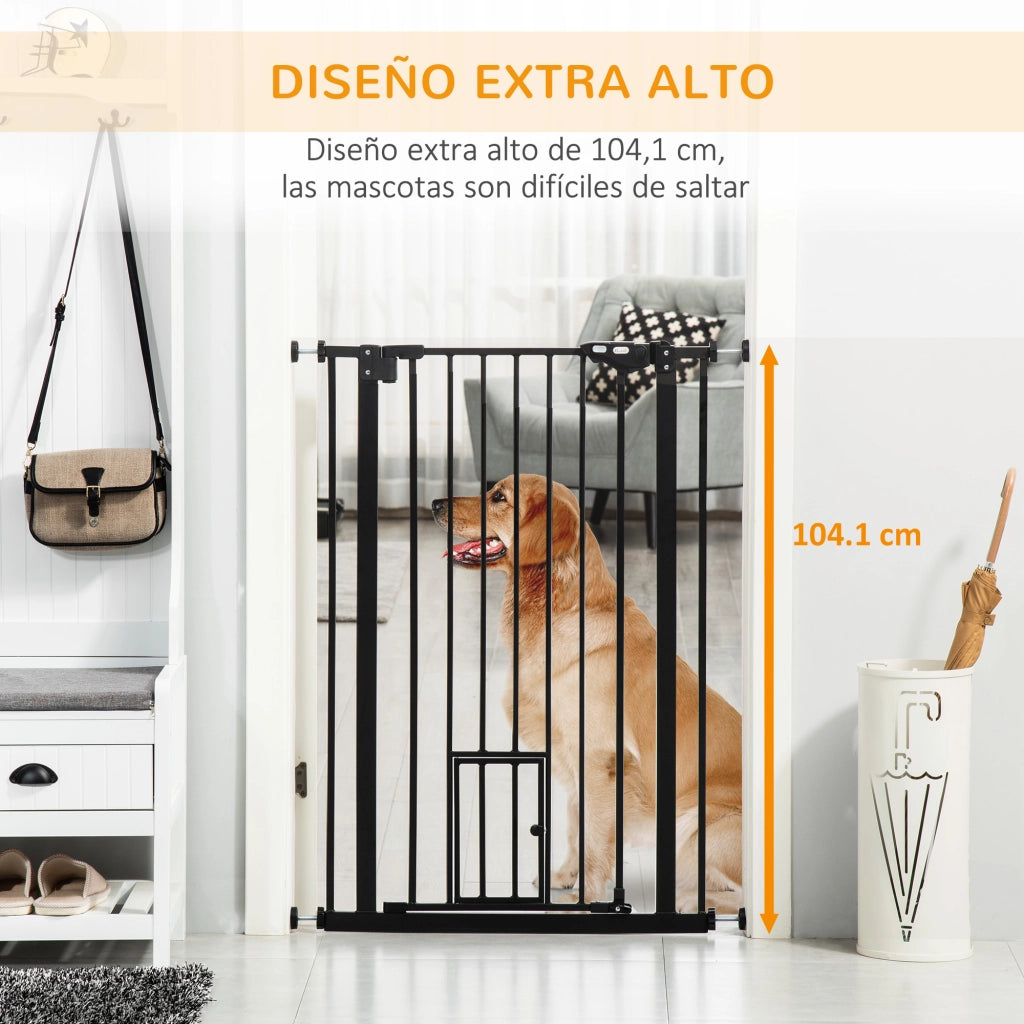 Barriera di Sicurezza per Bambini con Porta ¨C zephmum ¨C Nero 74-101x104,1 cm