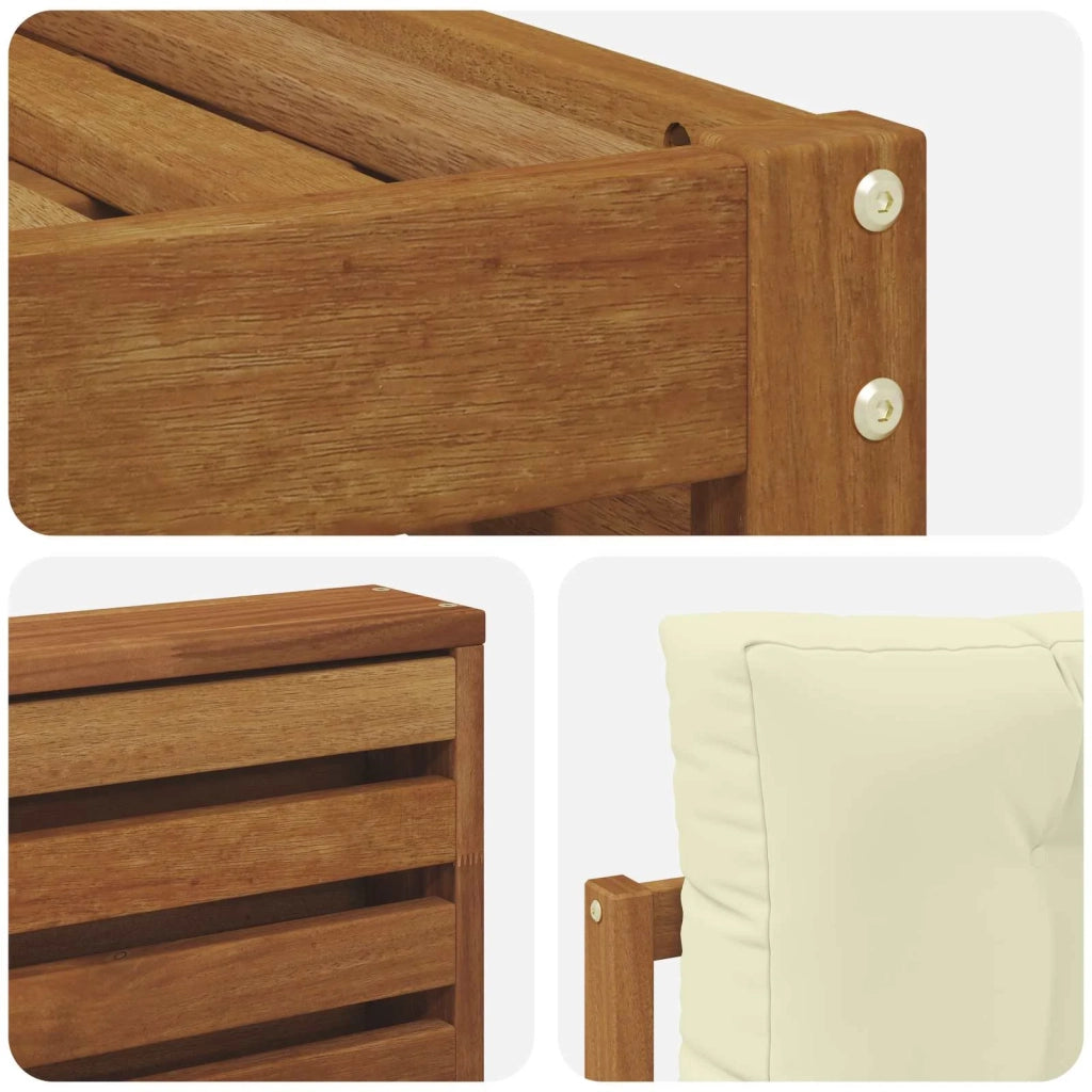Set divani 6 pcs Naturale e Crema Legno di Acacia Massello 3373905
