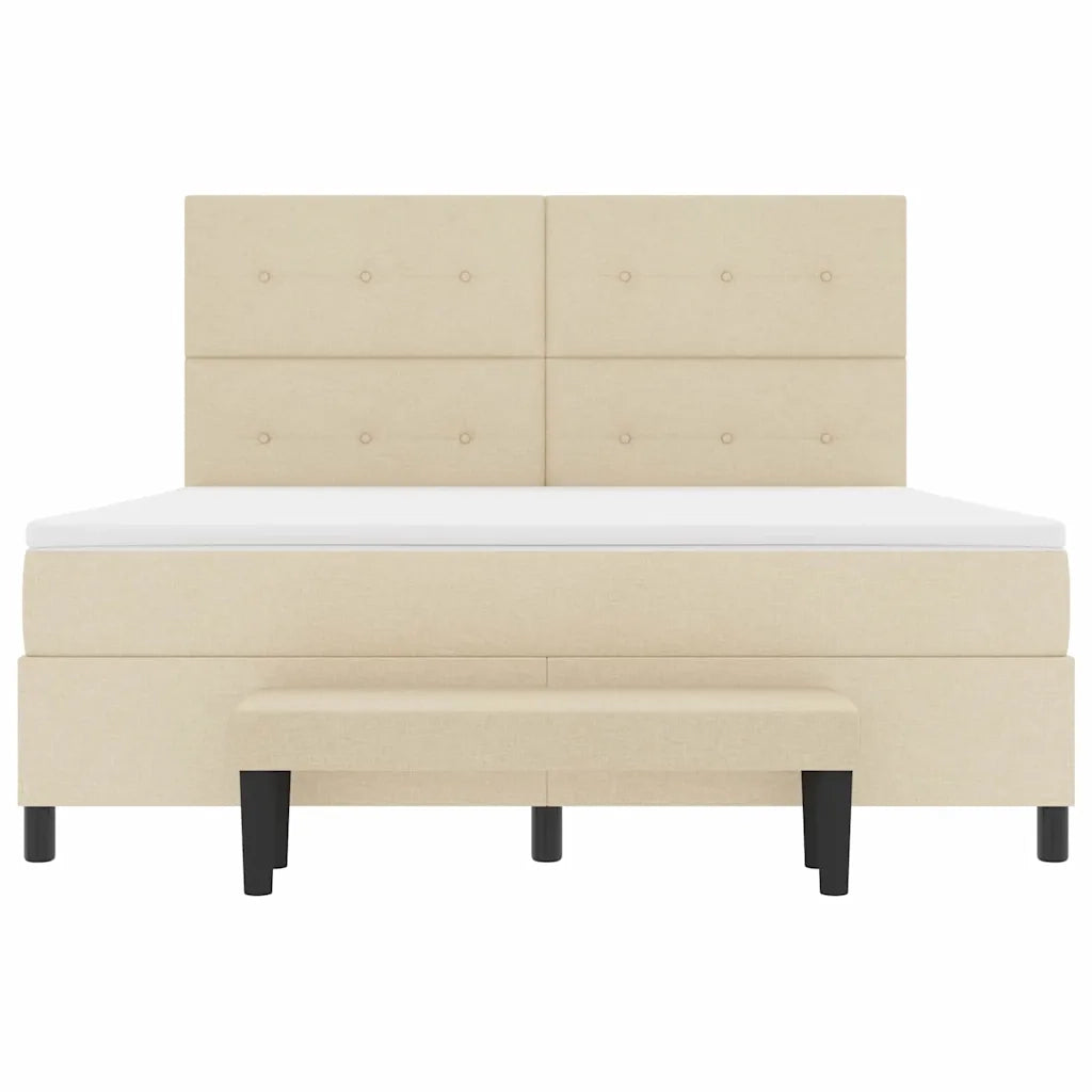 Letto a molle con testiera Crema 180 x 200 cm Tessuto 3344091