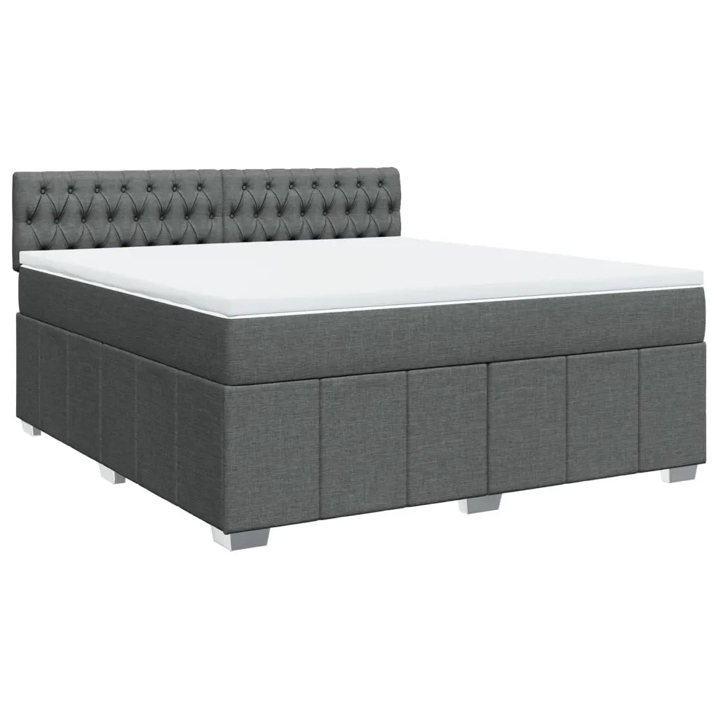Giroletto a Molle con Materasso Grigio Scuro 180x200 cm Tessuto