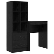 Scrivania | Tavolo da Ufficio con cassetto con lo scaffale 2 pz Rovere Nero