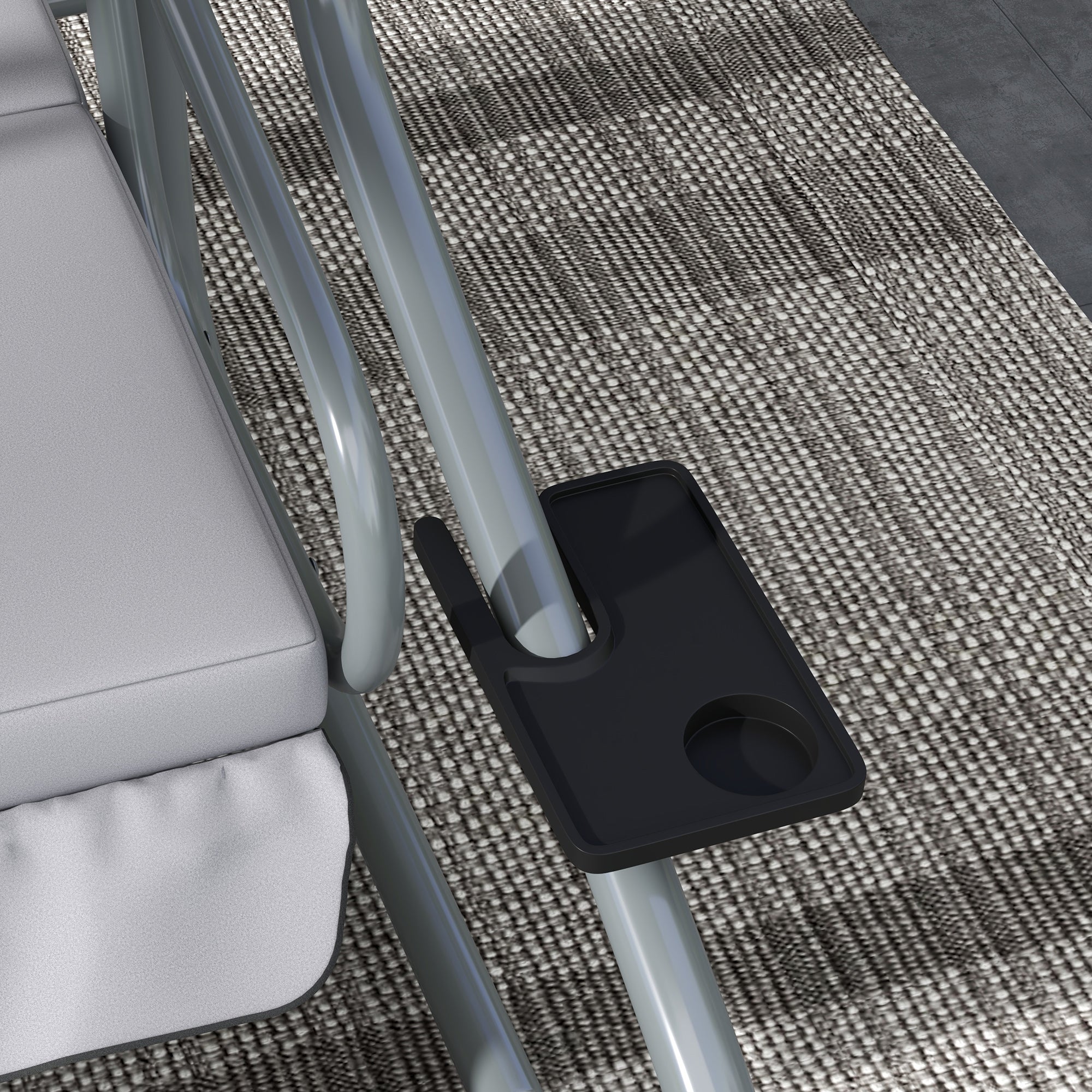 Dondolo Letto da Giardino 200x120x164 cm in Acciaio e Poliestere Grigio