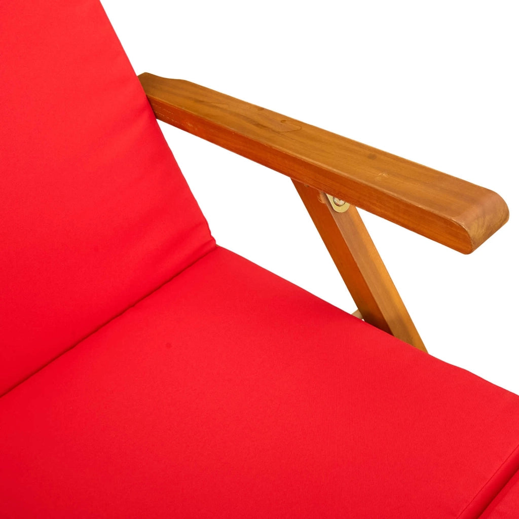 Lettino prendisole reclinabile e pieghevole 3 pcs Rosso