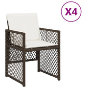 Sedie da Giardino con Cuscini 4 pz | Sedie da Esterno Marroni in Polyrattan