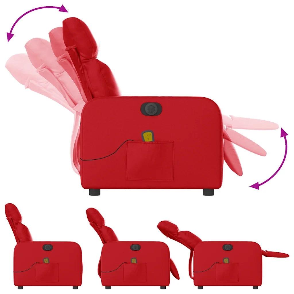 Poltrona Massaggio Elettrica Reclinabile Rosso Similpelle 3206747