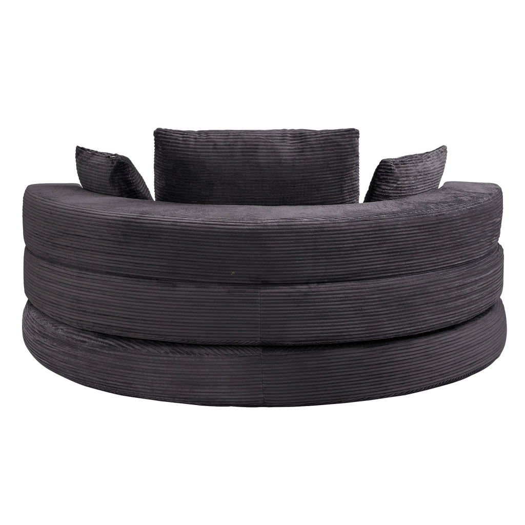Divano letto pieghevole senza molle in velluto a coste con 3 cuscini e schienale alto nero 173 × 176 cm