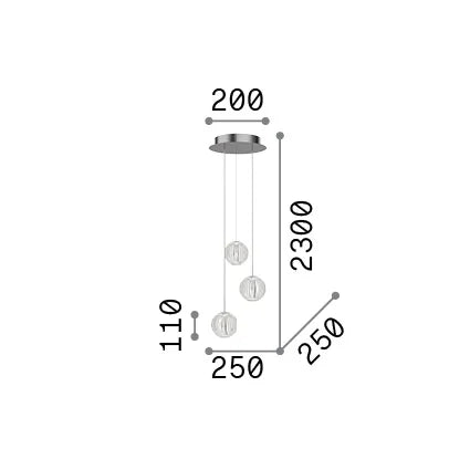 Lampadario Diamond 5 Luci Led Integrato Trasparente