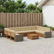 Set di divani da esterno 10 pz Naturale e Beige 3383881