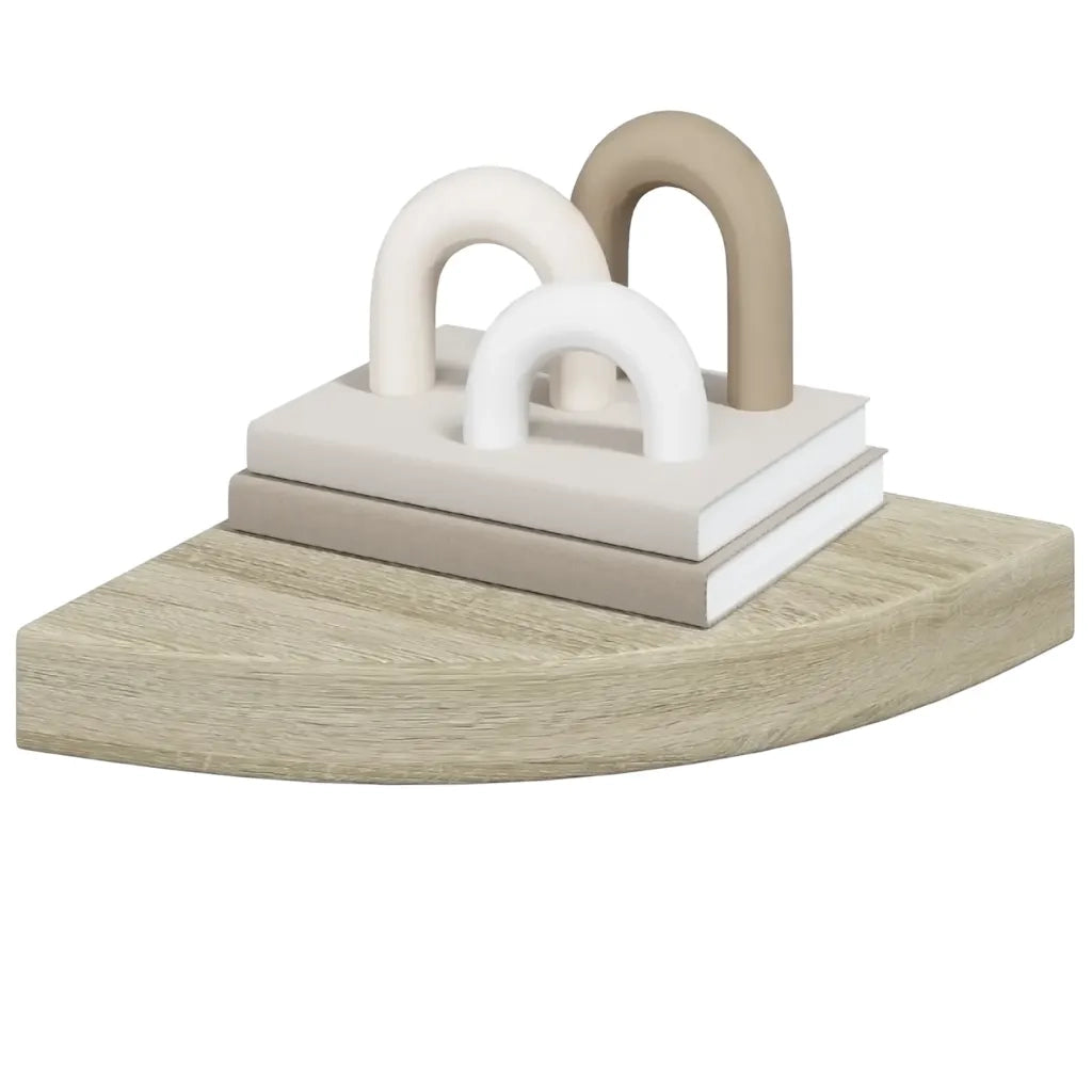 Scaffali Angolari a Parete 2 pz Rovere 25x25x3,8 cm MDF