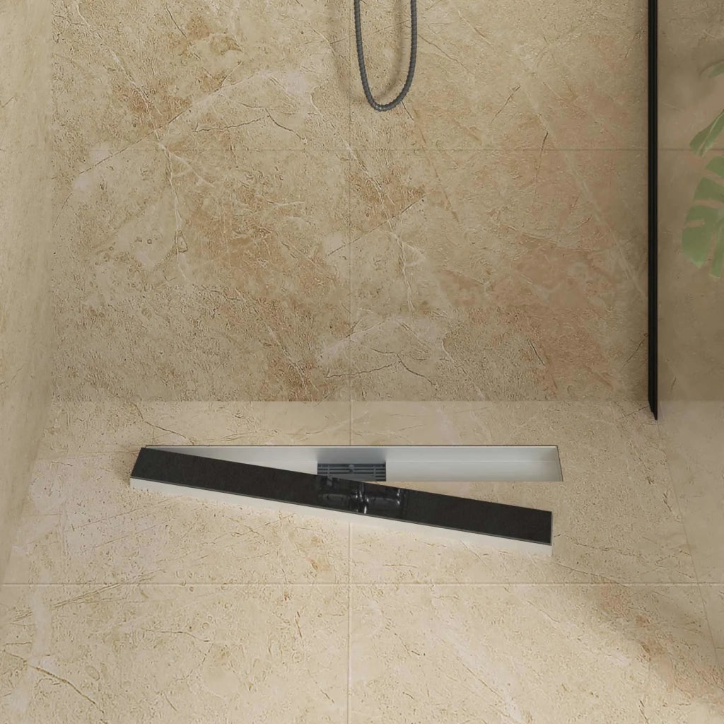Drenaggio doccia con copertura in vetro Nero 70 cm CFW9018886