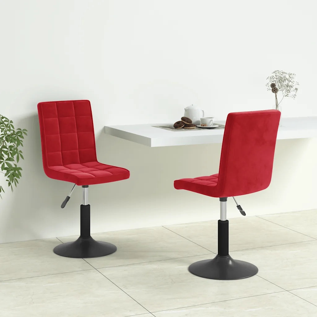 Sedie da Pranzo Girevoli 2 pz Rosso Vino in Velluto 335747