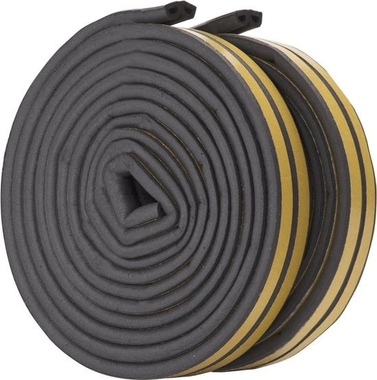 Afdichtingsband per porta e finestra - tipo D adesivo a secco, schiuma gomma, isolamento acustico, impermeabile, 10 metri