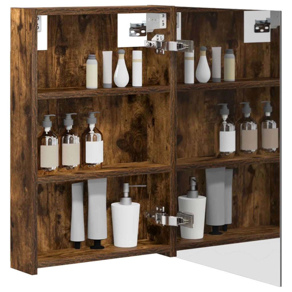Mobiletto per specchio da bagno Rovere fumé 40 x 10,5 x 60,5 cm 889027