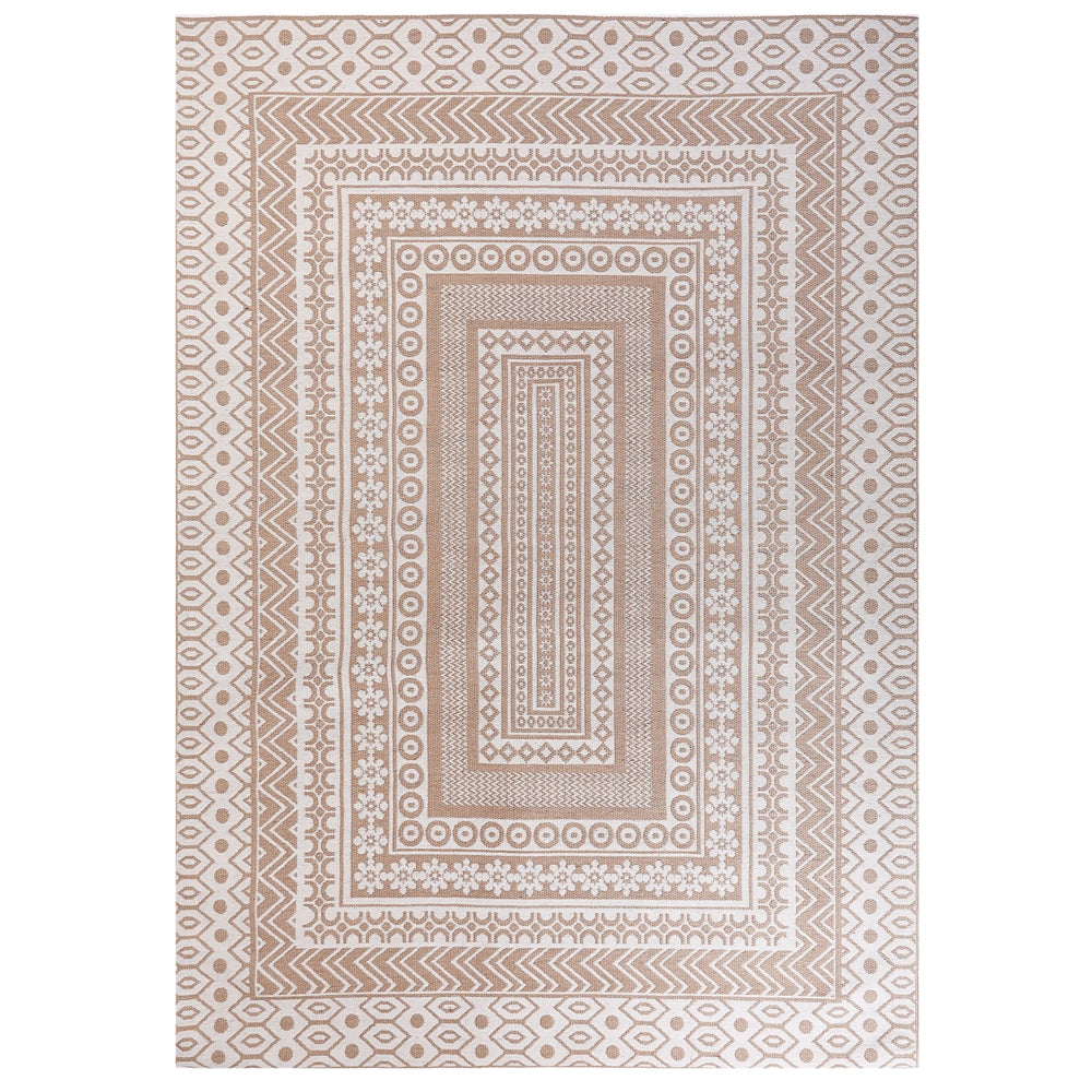 Tappeto moderno dal motivo geometrico 160 x 230 cm beige e bianco soggiorno camera da letto