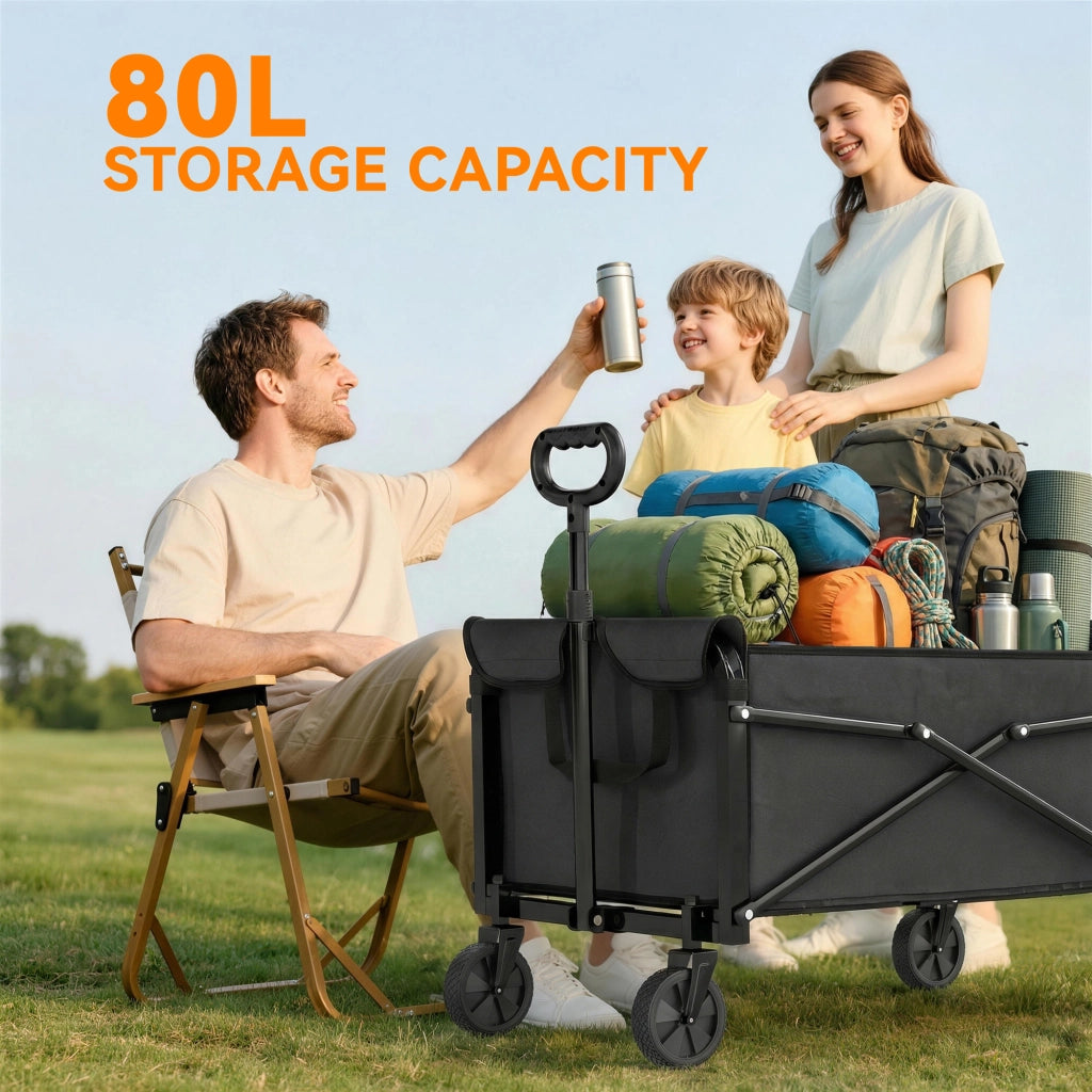 Carrello da giardino pieghevole 80L ¨C zephmum ¨C nero