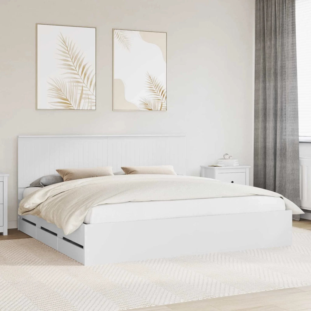 Struttura del letto Bianco 200 x 200 cm Legno Ingegnerizzato