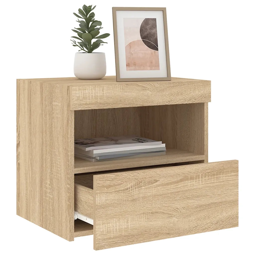 Comodino con Luci LED Rovere Sonoma 50x40x45 cm 836767