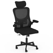 IDMarket - Silla de oficina JAMES en tejido transpirable y reposacabezas con ruedas negras