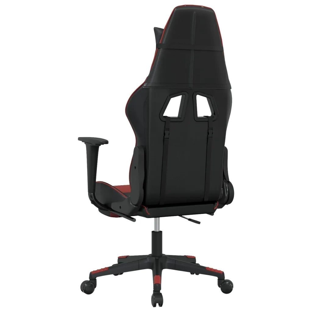 Sedia da Gaming | Sedia da e-sports con Poggiapiedi Nero e Rosso Vino in Similpelle