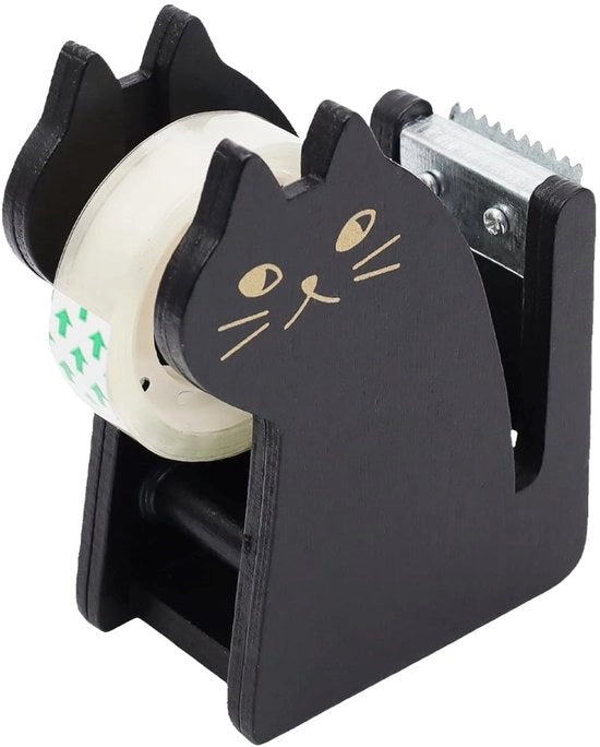 Dispensatore di nastro adesivo in legno per ufficio, resistente ai tagli, dimensioni 9 x 8 x 3,8 cm