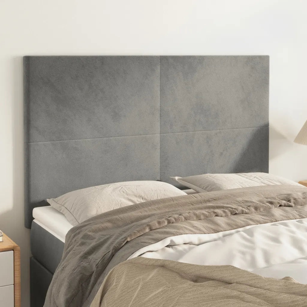 Testiera-Testata Decorativa Grigio Chiaro 144x5x118/128 cm Velluto 649463