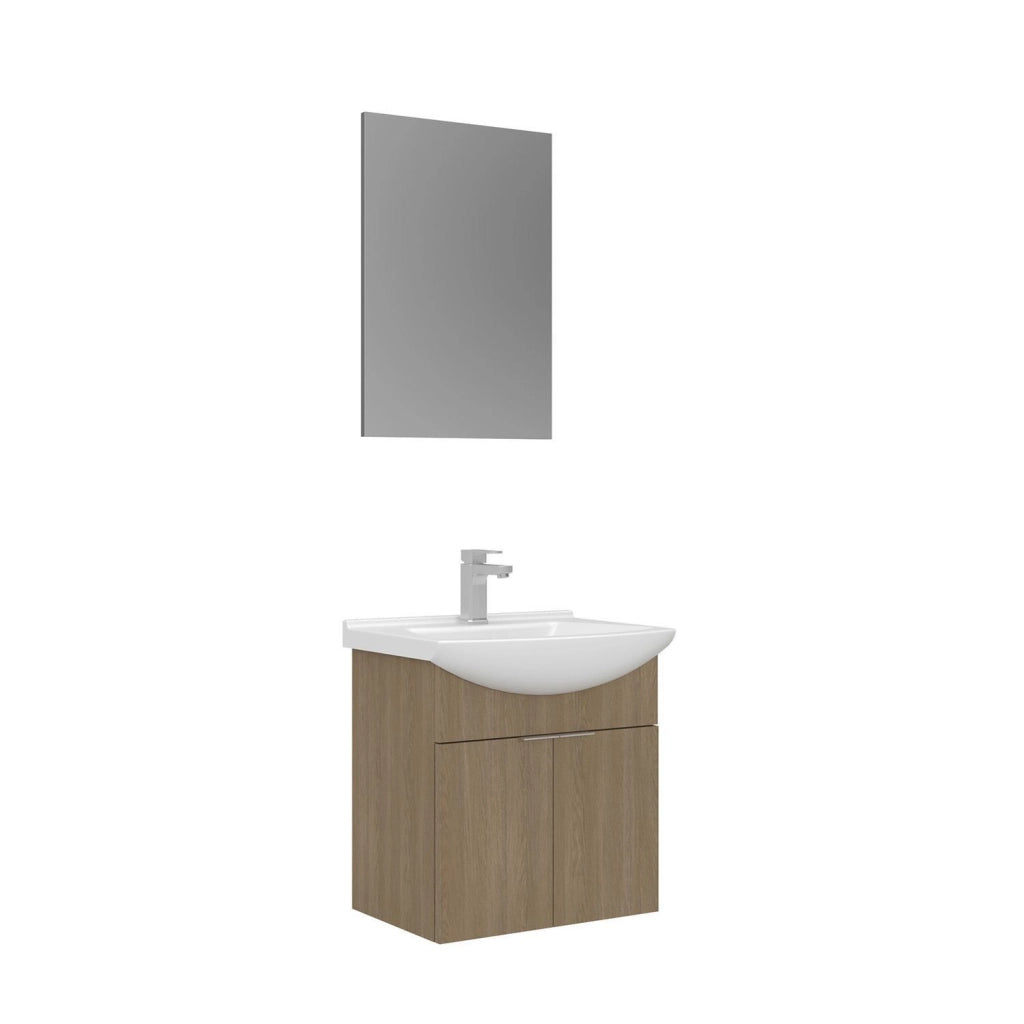 Set mobile lavabo con specchio (2 pezzi) "Purus 55" - 55 x 50 x 58 cm - Rovere