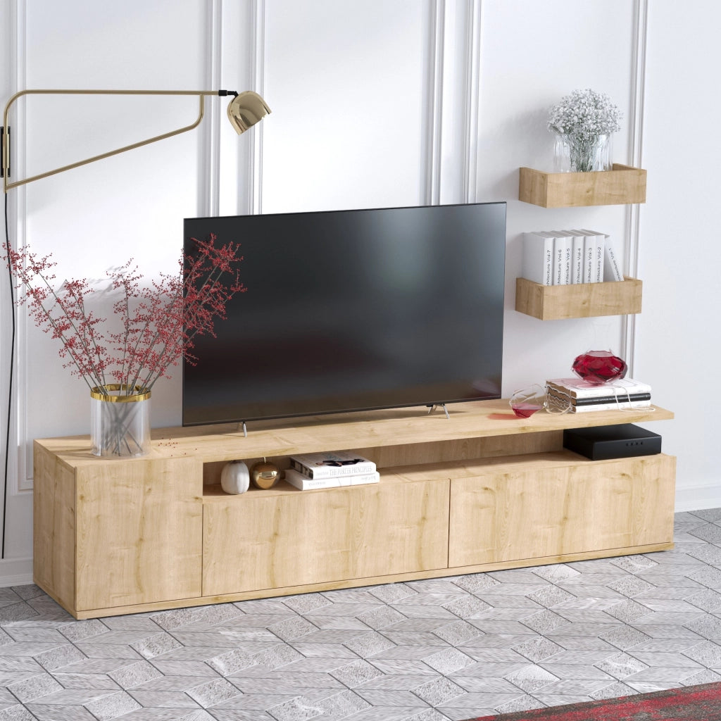 Porta TV in legno "Alika" - 180 x 35 x 45 cm - Rovere