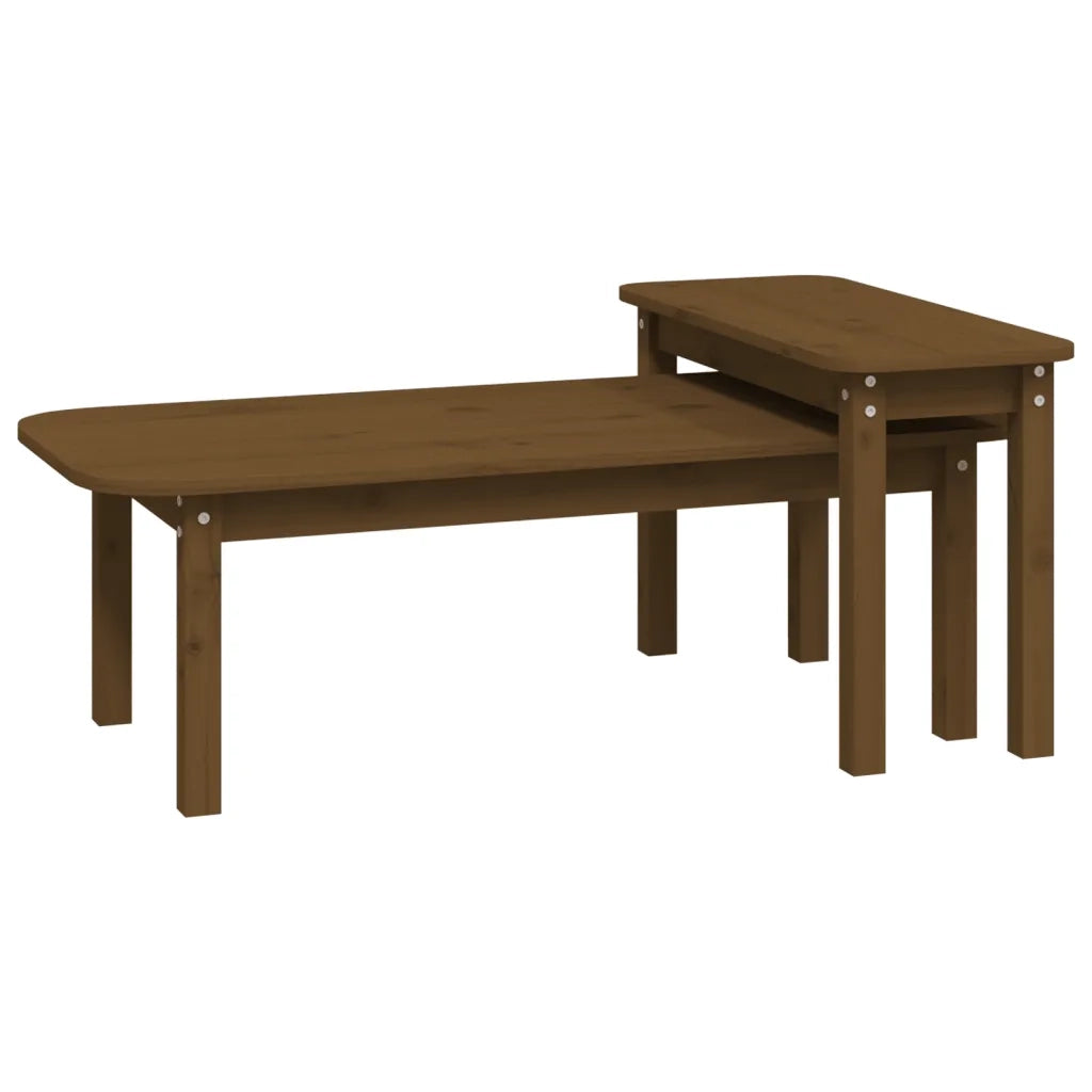 Set Tavolini da Salotto 2 pz Ambra in Legno Massello di Pino 822365
