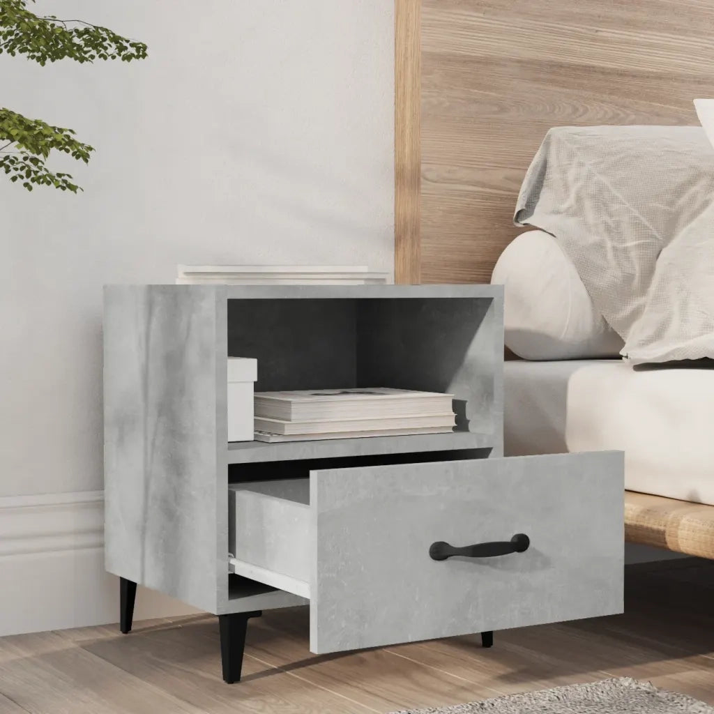 Comodino-Tavolino da notte Grigio Cemento in Legno Multistrato 973606