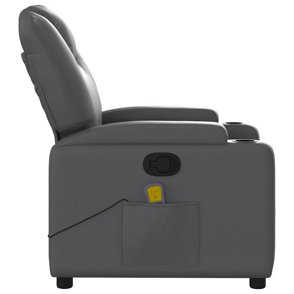 Poltrona Massaggiante | Sedia Relax Reclinabile Grigia in Similpelle