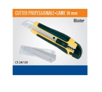 Taglierino Cutter Professionale con 5 Lame di Ricambio 18 mm